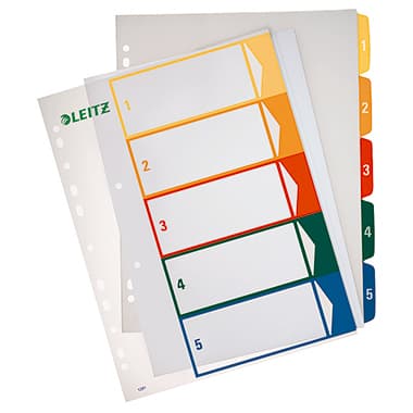 Leitz Register DIN A4 1-5 volle Höhe PP farbig/tr