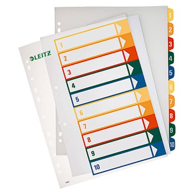 Leitz Register DIN A4 1-10 volle Höhe PP farbig/tr