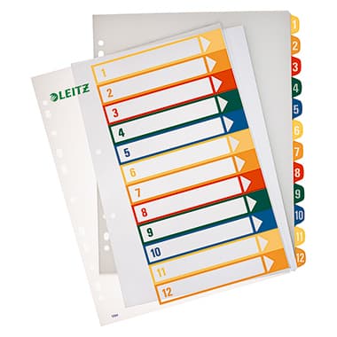Leitz Register DIN A4 1-12 volle Höhe PP farbig/tr