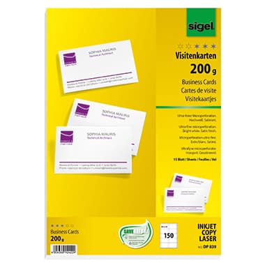 Sigel Visitenkarte 85x55mm 200g ws 150 St.