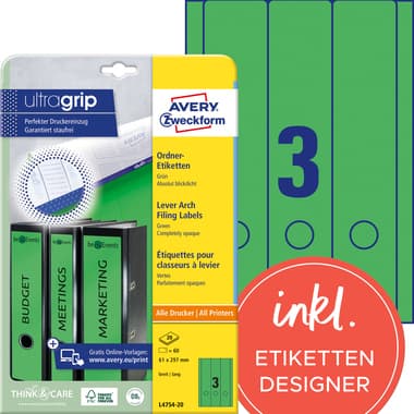 Avery Zweckf. Ordneretikett lang/breit gn 60 St.