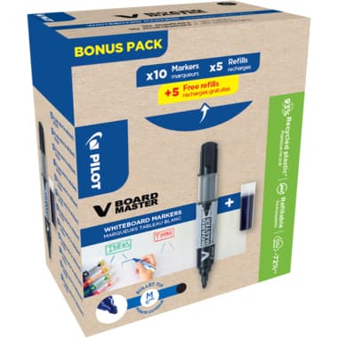Pilot Whiteboardmarker-Set Vboard 2,3mm sw Set 10+10M