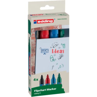 edding Flipchartmarker 31 EcoLine 1,5-3mm sort 4 St.