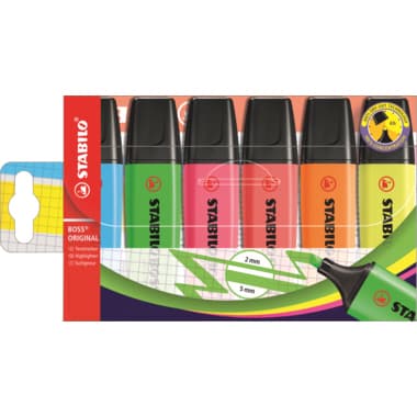 Stabilo Textmarker BOSS ORIGINAL 2-5mm sort 6 St.
