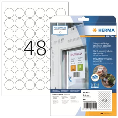Herma Folienetikett rund 30mm weiß 960 St./Pack.