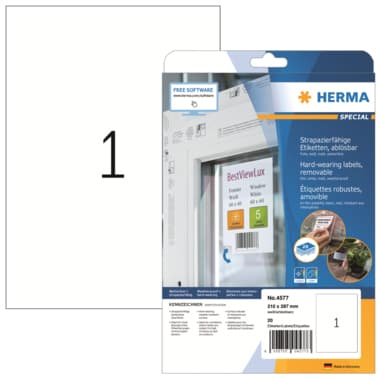 Herma Folienetikett 210x297mm weiß 20 St./Pack.