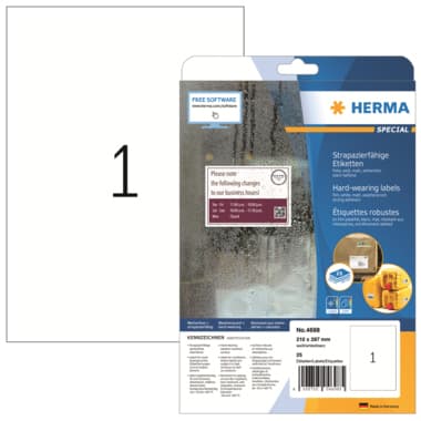 Herma Folienetikett 210x297mm weiß 25 St./Pack.