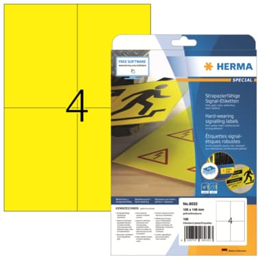 Herma Folienetikett 105x148mm gelb 100 St./Pack.