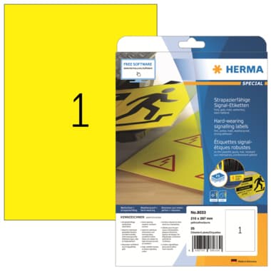 Herma Folienetikett 210x297mm gelb 25 St./Pack.