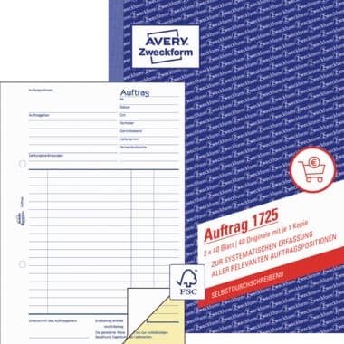 Avery Zweckf. Auftragsformular A5 2x40Bl.