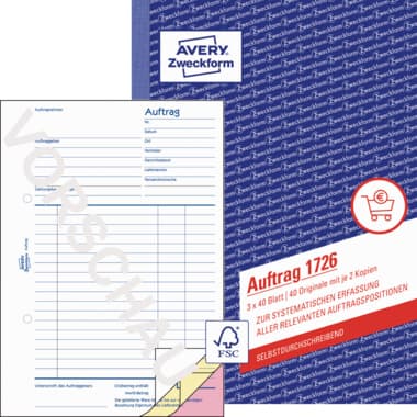 Avery Zweckform Auftragsformular A5 3x40Bl