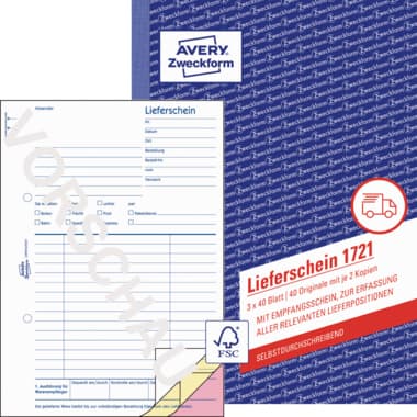 Avery Zweckf. Lieferschein DIN A5 3x40Blatt