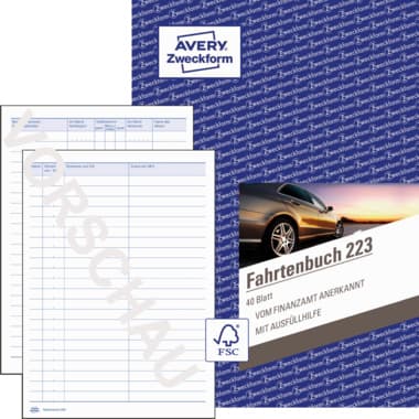 Avery Zweckf. Fahrtenbuch DIN A5 40Blatt