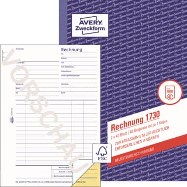 Avery Zweckform Rechnung DIN A5 2x40Blatt
