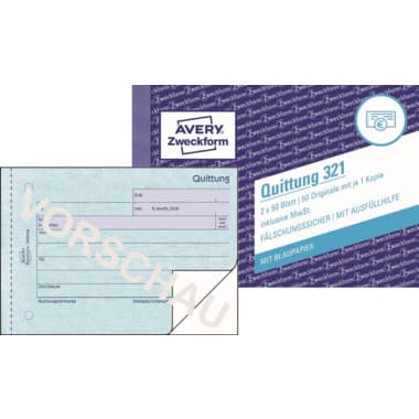 Avery Zweckform Quittung DIN A6 quer 2x50Blatt