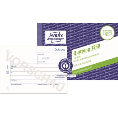 Avery Zweckform Quittung DIN A6 quer 100Blatt