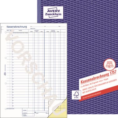 Avery Zweckform Kassenabrechnung A4 2x40Bl.