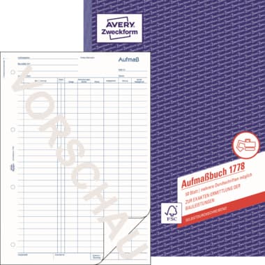Avery Zweckf. Aufmaßbuch DIN A4 50Blatt