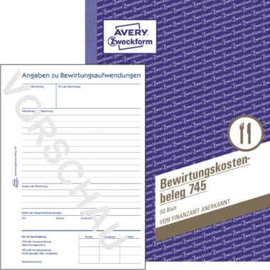 Avery Zweckf. Bewirtungs- Kosten-Beleg DIN A5