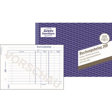 Avery Zweckf. Buchungsbeleg DIN A5 quer 50Blatt