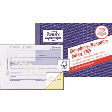 Avery Zweckf. Ausgabebeleg DIN A6 SD 2x40Bl.