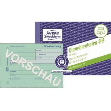 Avery Zweckf. Einnahmebeleg DIN A6 quer 50Blatt
