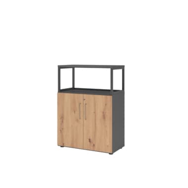 Hammerbacher Regal FlexWall 3OH 1offen graphit/asteiche