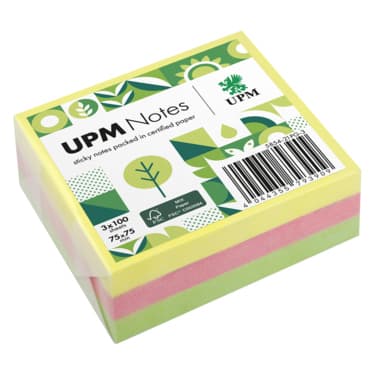 UPM Notes Haftnotiz Brillant 75x75mm 100Bl. sort. 3St.