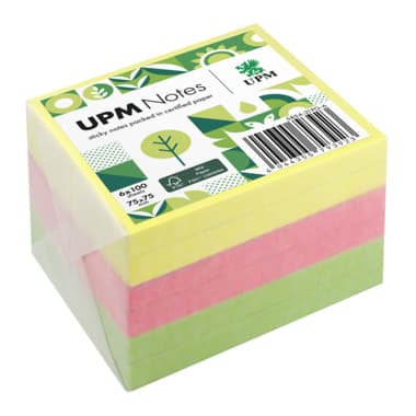 UPM Notes Haftnotiz Brillant 75x75mm 100Bl. sort. 6St.