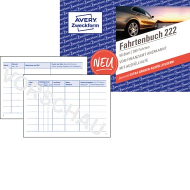 Avery Zweckf. Fahrtenbuch DIN A6 quer 56Blatt