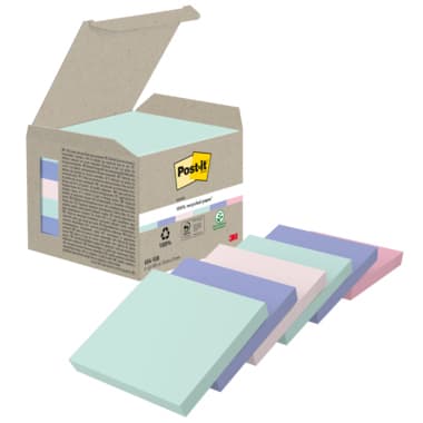 Post-it Haftnotiz Recycling Notes 76x76mm sort 6x100Bl