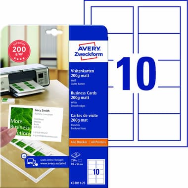 Avery Zweckform Visitenkarte weiß 250 St./Pack.