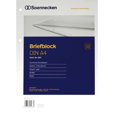Soennecken Briefblock DIN A4 gelocht kar. 50Blatt ws