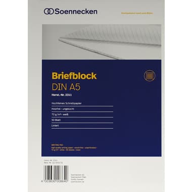 Soennecken Briefblock DIN A5 70g lin. 50Blatt ws