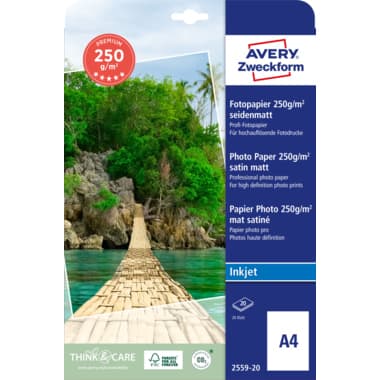 Avery Zweckf. Fotopapier Premium DIN A4 250g ws 20 Bl.