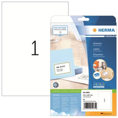 Herma Etikett PREMIUM 210x297mm weiß 25 St./Pack.