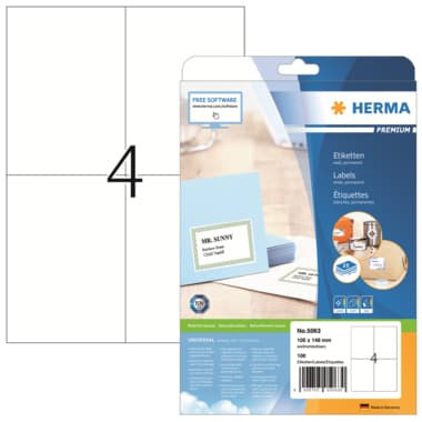 Herma Etikett PREMIUM 105x148mm weiß 100 St./Pack.