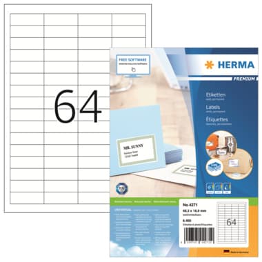 Herma Etikett PREMIUM 48,3x16,9mm ws 6.400 St.