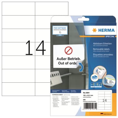 Herma Etikett 105x42,3mm ablösbar ws 350St