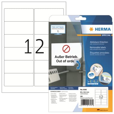 Herma Etikett 96x42,3mm ablösbar ws 300 St.