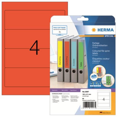 Herma Ordneretikett 192x61mm sk rot 80 St./Pack.