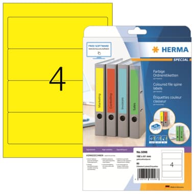 Herma Ordneretikett 192x61mm sk gelb 80 St./Pack.