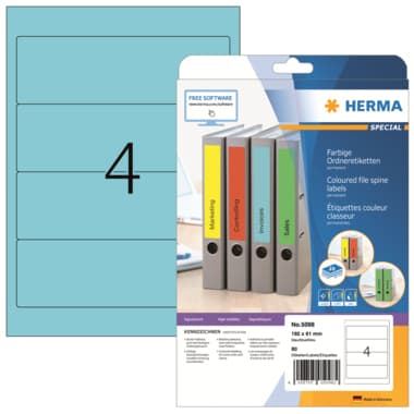 Herma Ordneretikett 192x61mm sk blau 80 St./Pack.