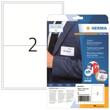 Herma Textiletikett Seide 199,6x143,5mm ws 40 St.