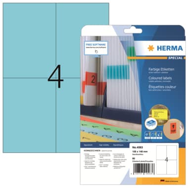 Herma Etikett ablösbar 105x148mm blau 80 St./Pack.