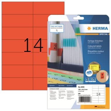 Herma Etikett SPECIAL 105x42,3mm rot 280 St./Pack.