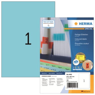 Herma Etikett SPECIAL 210x297mm blau 100 St./Pack.