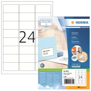 Herma Adressetikett 63,5x33,9mm ws 2.400 St.