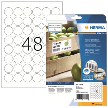 Herma Etikett stark haftend rund 30mm ws 1.200 St.