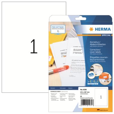 Herma Etikett deckend 210x297mm weiß 25 St./Pack.